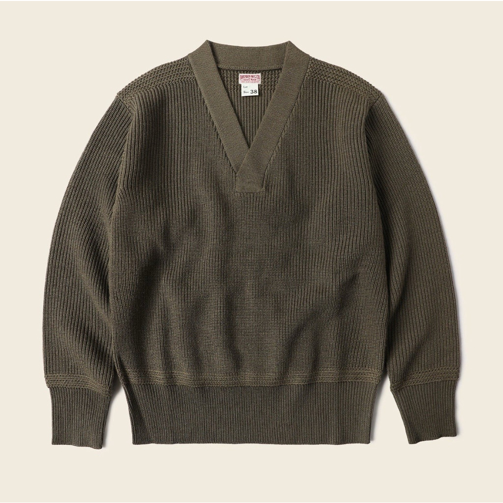 USAAF Type A-1 V-neck Mechanics Wool Sweater Olive Old Money 36